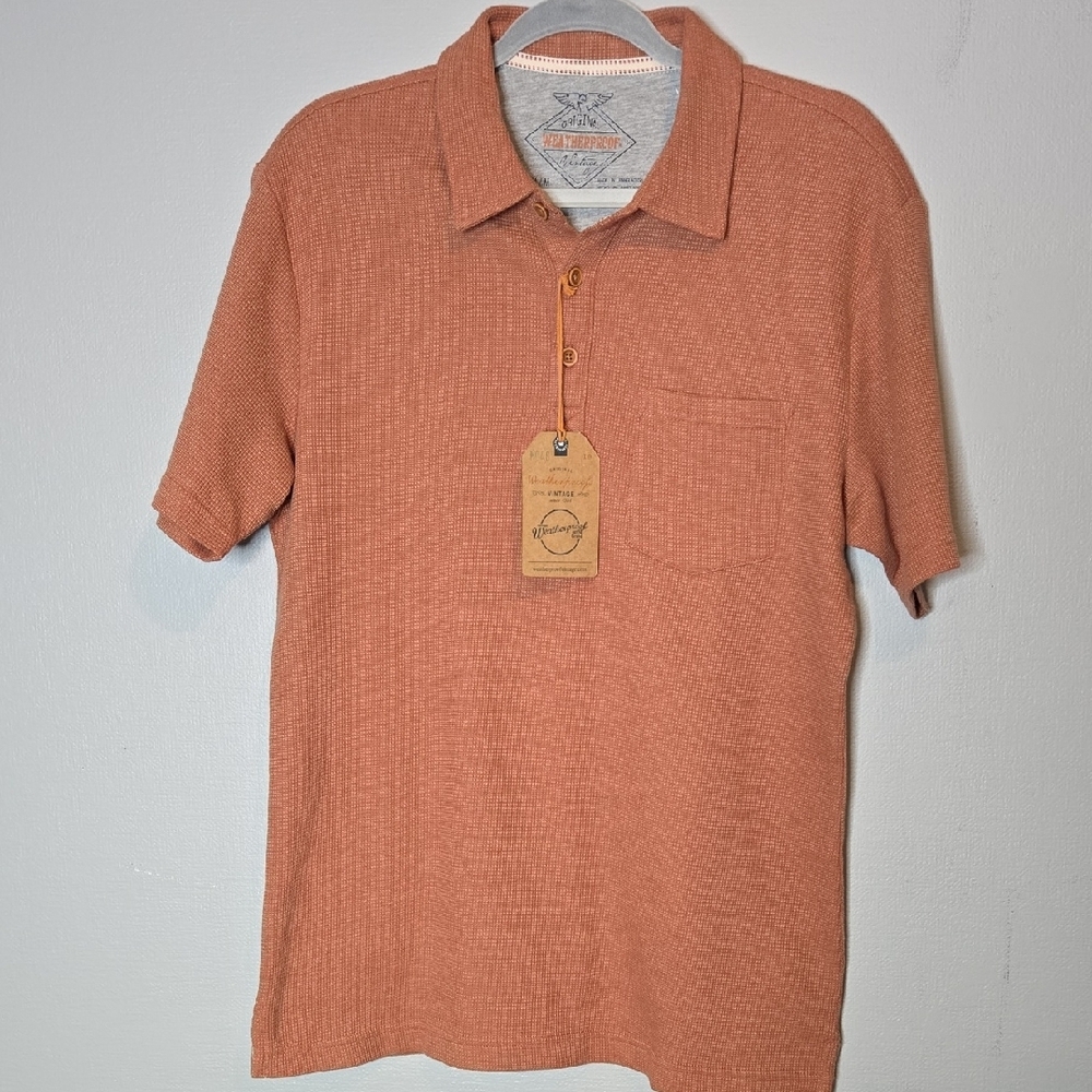 Weatherproof Vintage Polo Shirt, Tandoori Spice Orange, Mens Size Medium, NEW